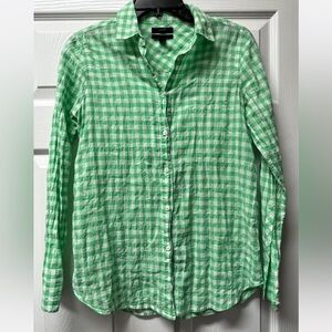 J. Crew Green Gingham Button-Up Shirt
